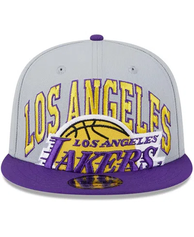 New Era Men's  Gray, Purple Los Angeles Lakers Tip-off Two-tone 9fifty Snapback Hat In Gray,purple