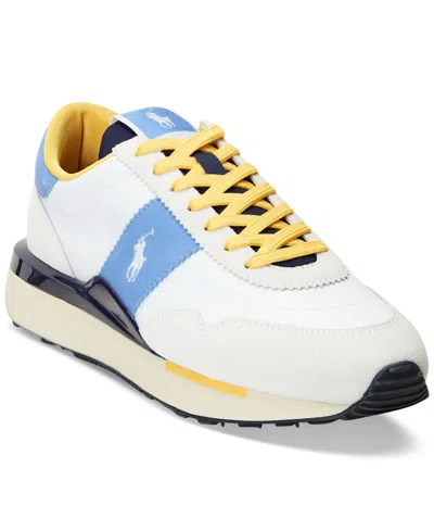 Shop Polo Ralph Lauren Men's Train 89 Paneled Lace-up Sneakers In White,blue,yellow