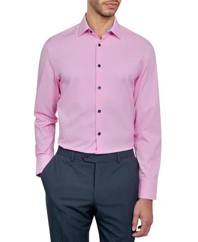 Shop Construct Men's Recycled Slim Fit Micro Texture Performance Stretch Cooling Comfort Dress Shirt In Pink