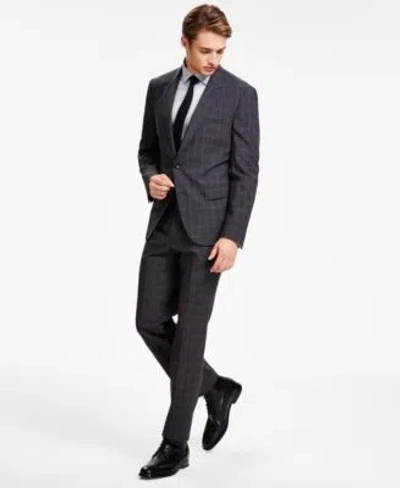 Shop Hugo By  Boss Mens Modern Fit Plaid Suit Separates In Medium Grey