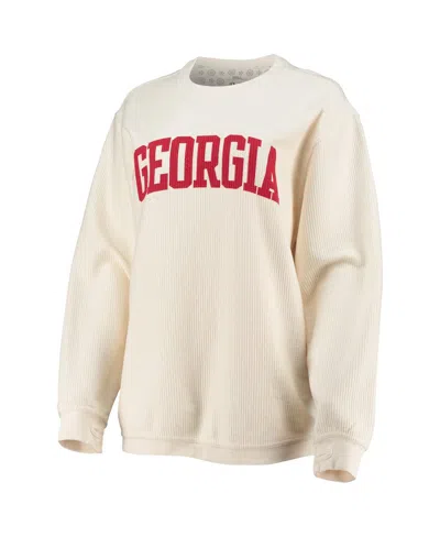 Pressbox Women'sâ Oatmeal Georgia Bulldogs Melange Poncho Vintage Fleece Long Sleeve Pullover Sweatshirt In White