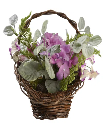 National Tree Company 16" Spring Decorated Basket In Purple