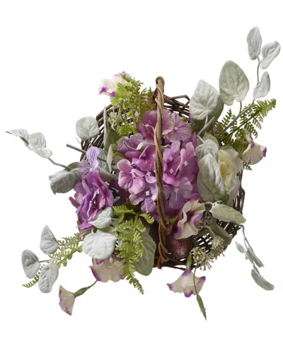 National Tree Company 16" Spring Decorated Basket In Purple