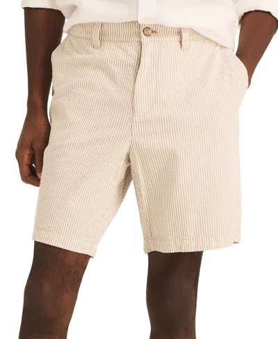Shop Nautica Men's 8.5" Cotton Seersucker Shorts In Twillchino