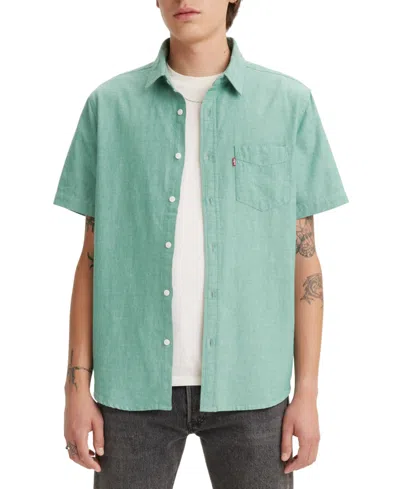 Shop Levi's Men's Classic 1 Pocket Short Sleeve Regular Fit Shirt In Evergreen