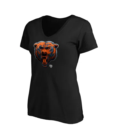 Fanatics Women's  Black Chicago Bears Midnight Mascot Logo V-neck T-shirt In Black