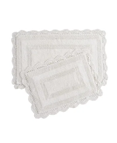 Laura Ashley Crochet Reversible Cotton 2-pc. Bath Rug Set In Ivory