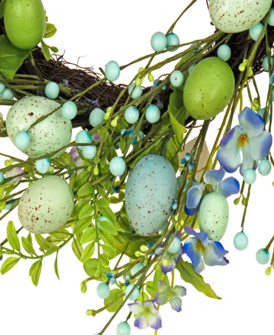 National Tree Company 20in Flowering Blue And Green Easter Wreath In Blue