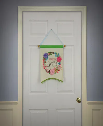 National Tree Company 18" Happy Spring Banner In White