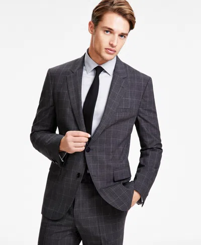 Shop Hugo By  Boss Men's Modern-fit Plaid Wool Blend Suit Jacket In Medium Grey