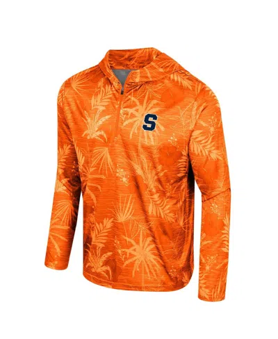 Colosseum Orange Syracuse Orange Palms Printed Lightweight Quarter-zip Hooded Top In Orange