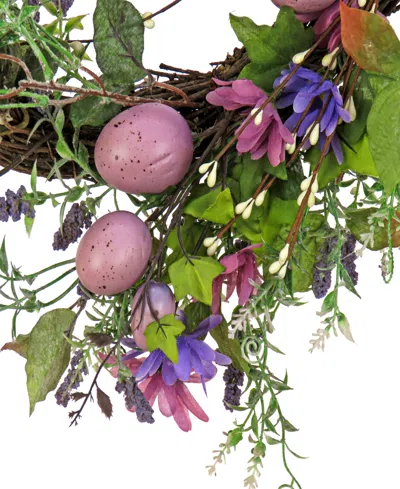 Shop National Tree Company 22" Flowering Eggs Easter Wreath In Purple