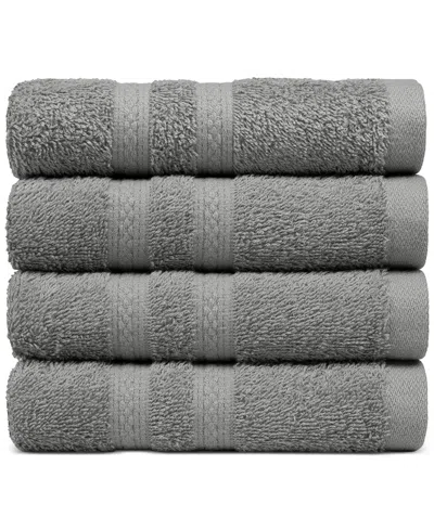 Shop Everyday Home By Trident Supremely Soft 100% Cotton 4-piece Hand Towel Set In Grey