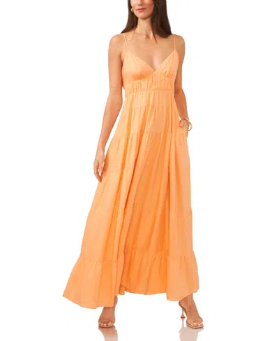 Shop 1.state Women's Empire Waist Tiered Maxi Dress In Cadmium Orange