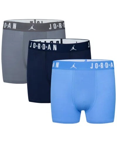 Shop Jordan Big Boys Flight Dri-fit Cotton Core Boxer Briefs, Pack Of 3 In University Blue