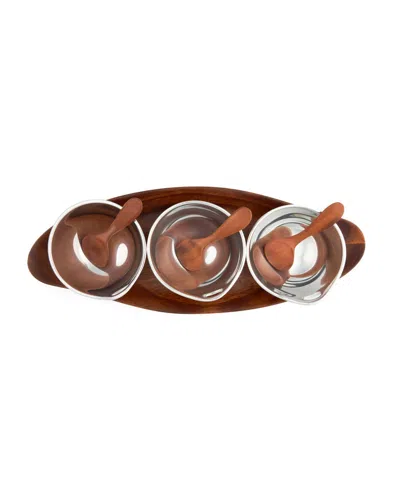 Shop Nambe Portables Triple Condiment Set, 7 Pieces In Brown