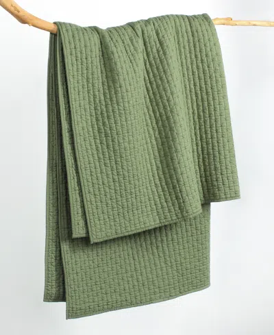 Levtex Cross Stitch Reversible Quilted Throw, 50" X 60" In Adobe