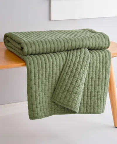 Levtex Cross Stitch Reversible Quilted Throw, 50" X 60" In Adobe