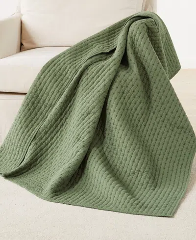 Levtex Cross Stitch Reversible Quilted Throw, 50" X 60" In Adobe