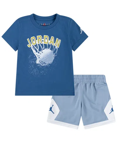 Shop Jordan Toddler Boys Hoop Styles Mesh Shorts Set, 2-piece In Blue Gray