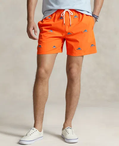 Shop Polo Ralph Lauren Men's Mesh-lined Swim Trunks In Sailing Orange W,aoe