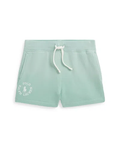 Shop Polo Ralph Lauren Toddler And Little Girls Big Pony Logo Cotton Terry Shorts In Celadon