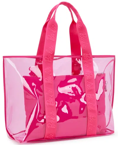 Shop Kipling Jacey Extra Large Barbie Clear Tote In Power Pink Transparent