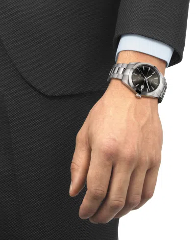 Shop Tissot Men's Swiss Automatic Gentleman Powermatic 80 Silicium Stainless Steel Bracelet Watch 40mm In Anthracite