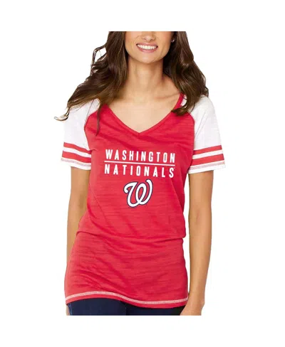 Shop Soft As A Grape Women's  Red Washington Nationals Color Block V-neck T-shirt