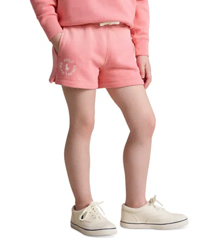 Shop Polo Ralph Lauren Toddler And Little Girls Big Pony Logo Cotton Terry Shorts In Ribbon Pink