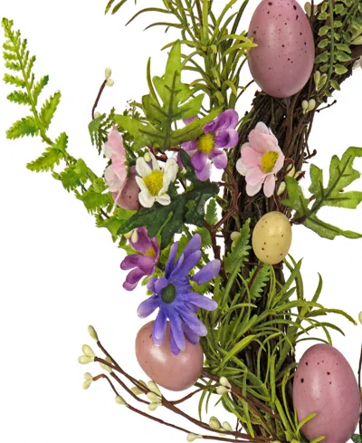 National Tree Company 22in Flowering Pink Eggs Easter Wreath In Purple