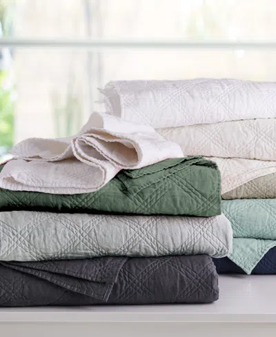 Shop Levtex Washed Linen Relaxed Textured Quilt, King In Green