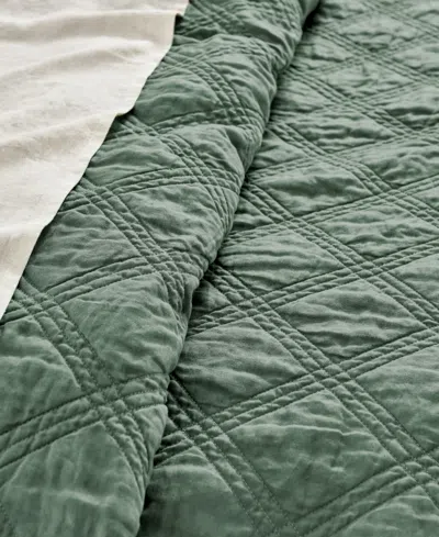 Levtex Washed Linen Relaxed Textured Quilt, King In Green