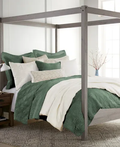 Levtex Washed Linen Relaxed Textured Quilt, King In Green