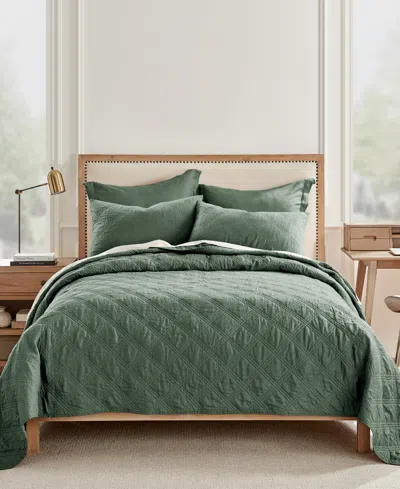 Shop Levtex Washed Linen Relaxed Textured Quilt, King In Green