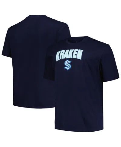 Shop Profile Men's  Navy Seattle Kraken Big And Tall Arch Over Logo T-shirt