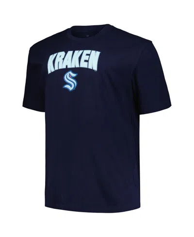 Shop Profile Men's  Navy Seattle Kraken Big And Tall Arch Over Logo T-shirt