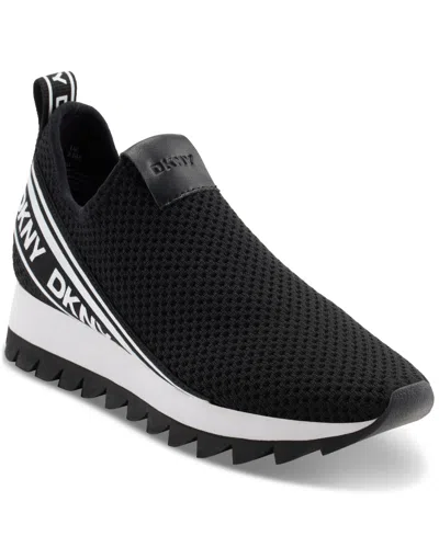 Shop Dkny Alani Slip-on Signature Platform Sneakers In Black