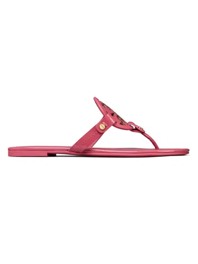 Shop Tory Burch Women's Miller Patent Leather Thong Sandals In Washed Berry