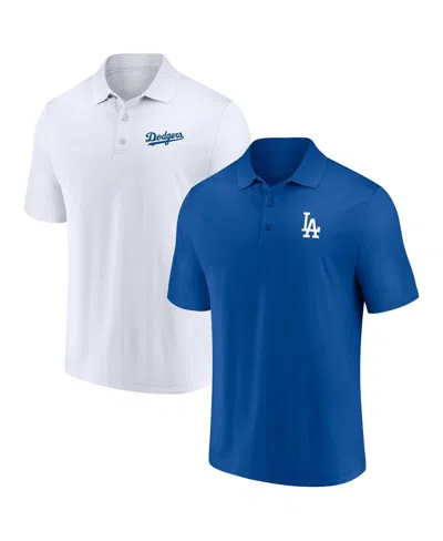 Fanatics Men's  Royal, White Los Angeles Dodgers Dueling Logos Polo Shirt Combo Set In Royal,white