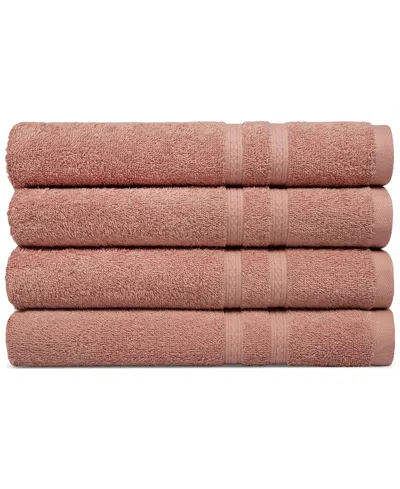 Shop Everyday Home By Trident Supremely Soft 100% Cotton 4-piece Bath Towel Set In Pink