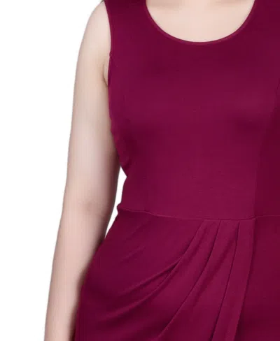Shop Ny Collection Petite Sleeveless Faux Wrap Skirt Dress In Fuchsia