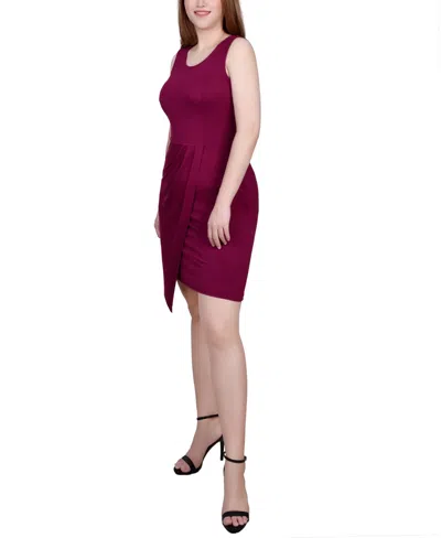 Shop Ny Collection Petite Sleeveless Faux Wrap Skirt Dress In Fuchsia