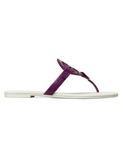 Shop Tory Burch Women's Miller Leather Thong Sandals In Violet Blanc