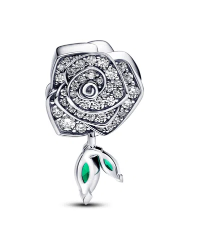 Pandora Sparkling Cubic Zirconia Rose Bloom Charm In Sterling Silver In Silver