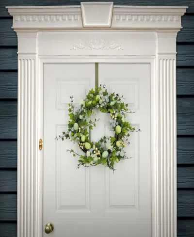 National Tree Company 22in Ivy And Eggs Easter Wreath In Blue