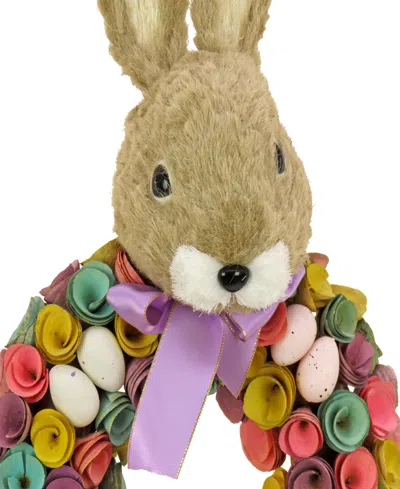 Shop National Tree Company 24" Bunny Head Topped Floral Wreath In Brown