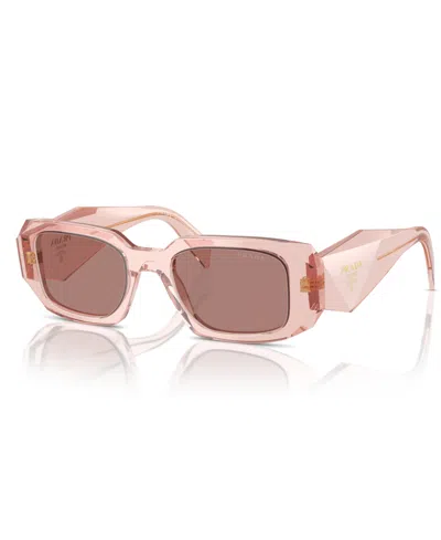 Prada Womens Pink Pr 17ws Rectangular-frame Acetate Sunglasses In Transparent Peach