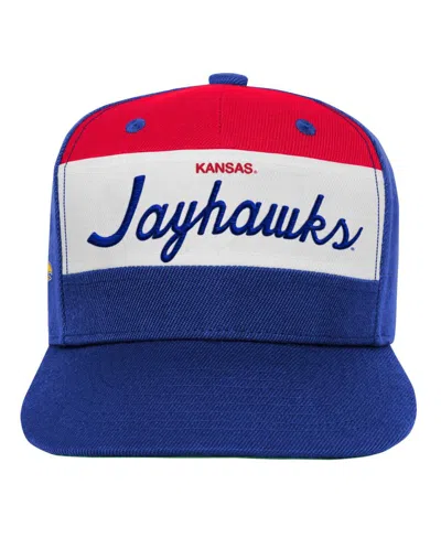 Mitchell & Ness Youth Boys And Girls  White, Royal Kansas Jayhawks Retro Sport Color Block Script Sna In White,royal