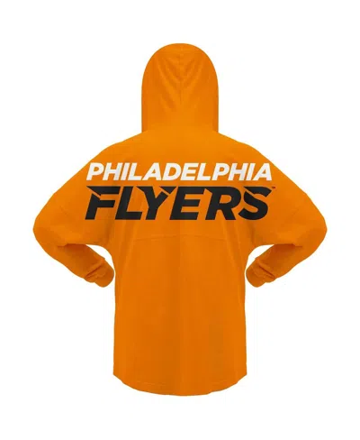 Shop Fanatics Women's  Orange Philadelphia Flyers Jersey Lace-up V-neck Long Sleeve Hoodie T-shirt